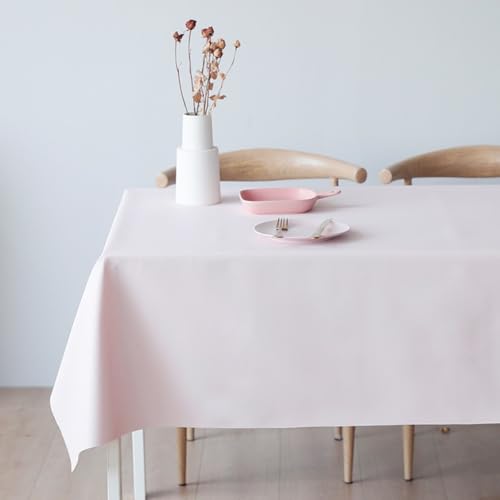 Whakano Tischdecke Tischtuch Wasserabweisend,Tischwäsche Abwischbar,PU Leder Tischtuch Schmutzabweisend Leicht zu Reinigen,Tischtuch für Esstisch,Couchtisch,Hochzeit,Party,Bankette,Rosa,140x180cm von Whakano