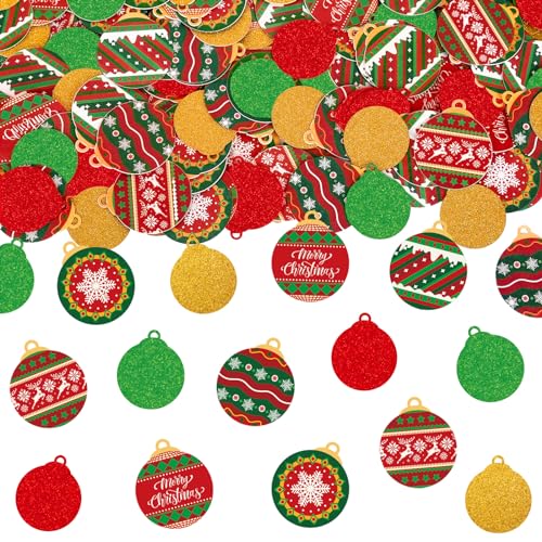 Whaline 280 Stück Weihnachts-Konfetti, niedliche Weihnachtsglühbirne, Papier-Konfetti, Glitzer, Rot, Grün, Gold, Tischkonfetti, Dekorationen für DIY Handwerk von Whaline