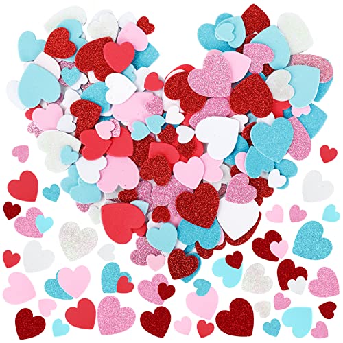 Whaline 600Pcs Valentine Foam Stickers Glitter Heart Self Adhesive Stickers Red Pink Blue White Heart Stickers for Valentine's Day Wedding Anniversary Greeting Cards DIY Scrapbooking Home Wall Decor von Whaline