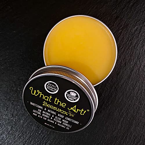 What the Art!® «Beeswax» Gr. S | Natürliche Holzpflege für Schneidebretter und Küchenutensilien | Lebensmittelecht | Bienenwachs & Leinöl | 80 ml | Holzschutz - Holzbutter - Olivenholz - Naturholz von What the Art!