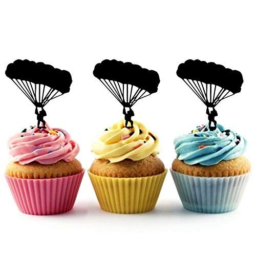 Skydiving Silhouette Acryl Cupcake Toppers 12 Stück von Whimsical Practicality