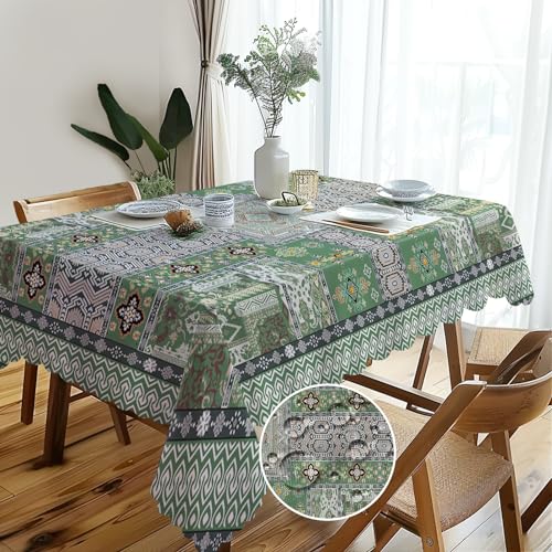 Abwaschbare Rechteckig Tischdecke Vintage Florals Tischdecken Pflegeleicht Outdoor Abwaschbar Gartentischdecke für Draußen Esszimmer Küche Garten Party Hochzeiten oder Haushalt 110x140cm von Whimsio