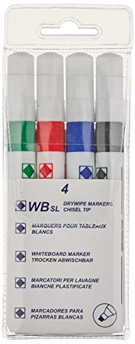 Whitebox Whiteboard-Marker, Weiß, Meißel, sortiert, 4 Stück von White Box