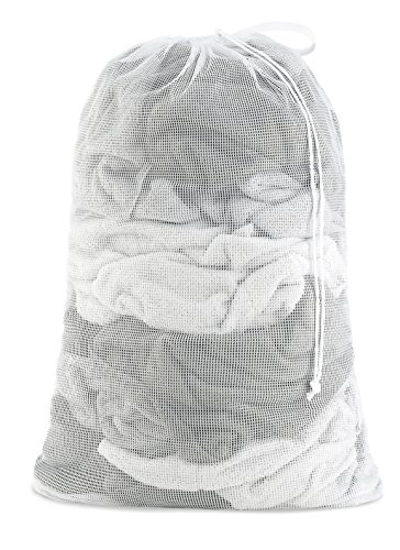 Whitmor Mesh Laundry Bag-White Wäschesack aus Netzstoff, Polyester, Weiss/opulenter Garten, Pack of one von Whitmor