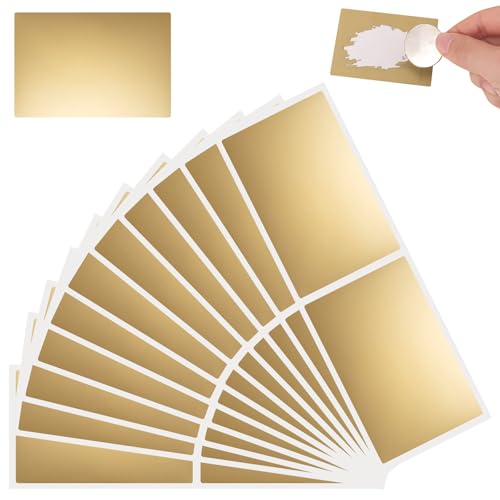 100 Stück Rubbelsticker 60x40 mm, Rechteckige Rubbellos Aufkleber Selbstklebend Freirubbeln Aufkleber Rubbelaufkleber Gold für üBerraschungen, Einladungen, Scrapbooking, Grußkarten, Geschenkgutscheine von WhizNook