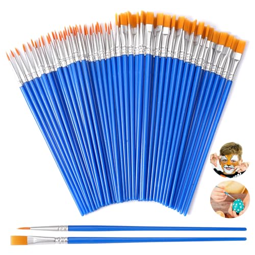 70 Stück Acryl Pinsel Set, 35 Stück Flache Kleine Pinsel und 35 Stück Runde Pinsel, Künstlerpinsel Set, Pinselset Wasserfarben, Nylon Acrylfarben Pinsel, Paint Brush Set, für Details und Kunstmalerei von WhizNook