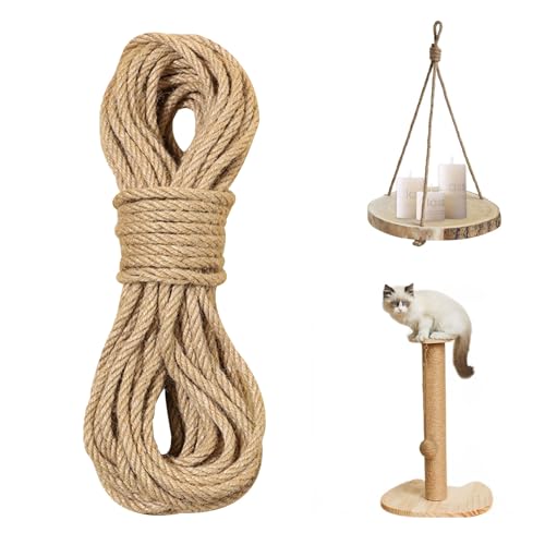 Juteseil 8mm, 20M Natur Juteseil Tau Seil, Juteschnur 8mm, Jutekordel, Jute Schnur, Natur Juteschnur Kordel, Starkes Naturfaser Hanfseil für Garten, für Haus Dekoration Handwerk Gartenarbeit Kratzbaum von WhizNook