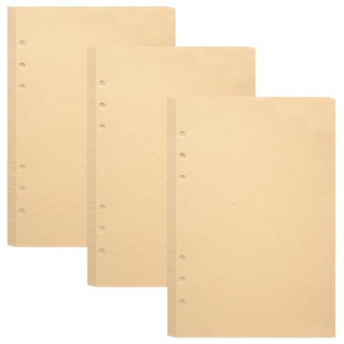 WhizNook 135 Blatt A5 Kraftpapier Nachfüllpapier, A5 Papier 6 Löcher Nachfülleinlagen, Nachfüllpapier A5 Nachfüllbar, Blanko, Nachfüllbare Refill Paper für Notizbuch Tagbuch Skizze Malerei von WhizNook