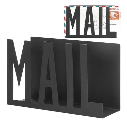 Dokument Desktop Organizer - Mail -Organisator, stilvolle Ausschnittspeicherdokumente | 6x3.8x2.2 Zoll Black Metal Cutout Rack für Mail -Organisation - Notizblock, Briefe, Umschläge, Büroorganisation von Whnbuij