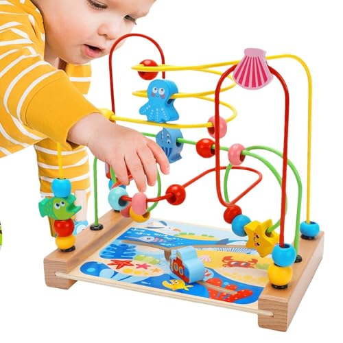 Holzperlen-Labyrinth-Spielzeug – Achterbahn-Perlenlabyrinth, Holz-Achterbahn-Perlenlabyrinth-Spielzeug | Holzspielzeug für Kleinkinder, sensorisches Spieltischspielzeug für, Mädchen, 1–3 Jahre von Whnbuij