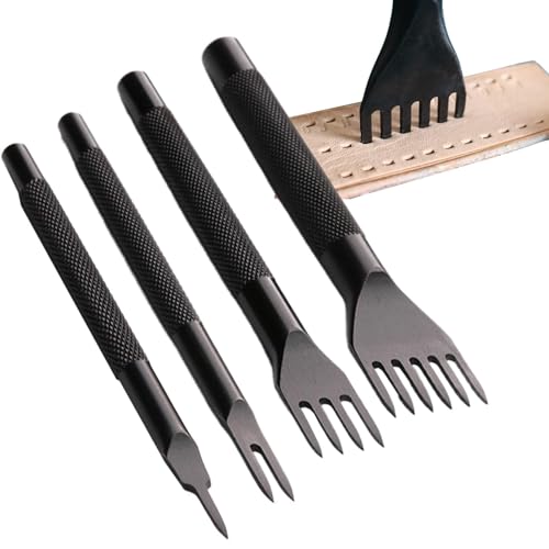 Ledernähte Lochstanzer Kit | Schwarzer Lochstanzer für Leder, Schnürstanzer, professionelles Handwerkzeug-Set, 1/2/4/6 Bits für Lederhandwerk Ledernähte Lochstanzer Kit | Schwarzer Lochstanzer für Leder, Schnürstanzer, professionelles Handwerkzeug-Set, 1/2/4/6 Bits für Lederhandwerk von Whnbuij