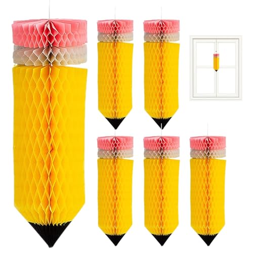 Whnbuij Klassenzimmer-Themen-Dekorationssets, kreative Bleistift-Wabenkugeln, Klassenzimmer-Dekorationen – schöne Klassenzimmer-Dekorationen, Elementar, Buntstift, Klassenzimmer-Dekor für die Schule von Whnbuij