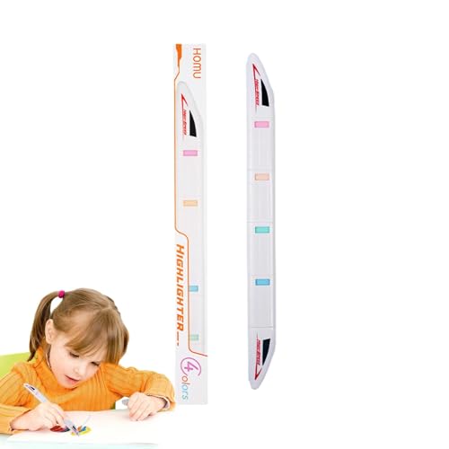 Whnbuij Verschiedene Textmarker, Textmarker,4X bunte zugförmige Marker | Ästhetische Marker, High-Lighter für die Schule, Back-to-School-Stifte zum Zeichnen, Kunst, Grußkarten von Whnbuij