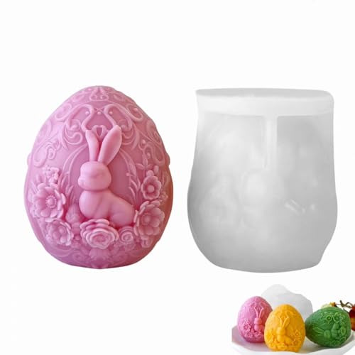 Silikonformen Gießformen Ostern, Silikonform Osterei Mit Osterhasen-Relief, 3D Osterei Kerzen Formen Silikon Gießform Ostern, Silikon Gießform Ostern Gipsformen Zum Gießen Kerzen Gießen Formen (1) von Whnnssw