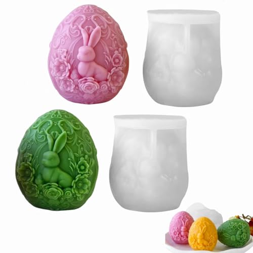 Silikonformen Gießformen Ostern, Silikonform Osterei Mit Osterhasen-Relief, 3D Osterei Kerzen Formen Silikon Gießform Ostern, Silikon Gießform Ostern Gipsformen Zum Gießen Kerzen Gießen Formen (2) von Whnnssw