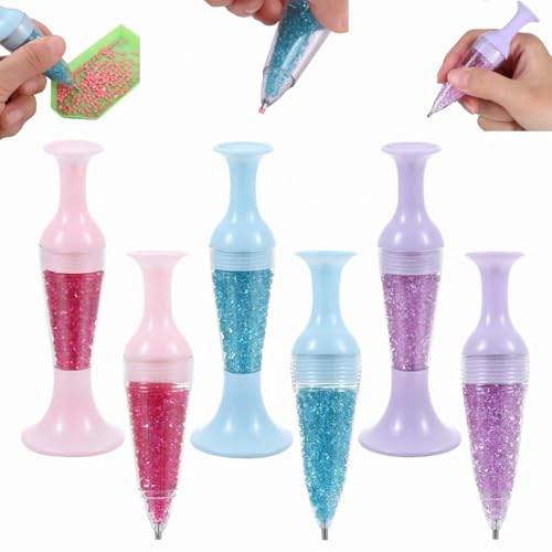 Whnnssw Nachfüllbarer Vasenstift Blumentopf Diamond Painting Zubehör Stift, Diamant-Kunst-Malerei-Kits, DIY-Stift Standbarer Nagelkunst-Punktstift, Diamant-Bildwerkzeuge (2A+2B+2C-6PCS) von Whnnssw