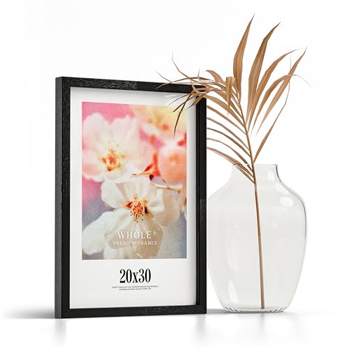 Whole® Premium 1x Bilderrahmen 20x30 Schwarz Rahmen 1-Pack | Bilderrahmen 20x30 Holz für Poster | Bilderrahmen Schwarz 20x30 | Picture Frame 20x30 cm Bilderrahmen | Bilderrahmen 30x20 Schwarz von Whole