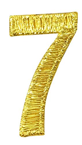 5,1 cm große Zahl – 7 – Sieben – Metallic Gold – Block-Stil – bestickter Aufnäher zum Aufbügeln von Wholesale Applique