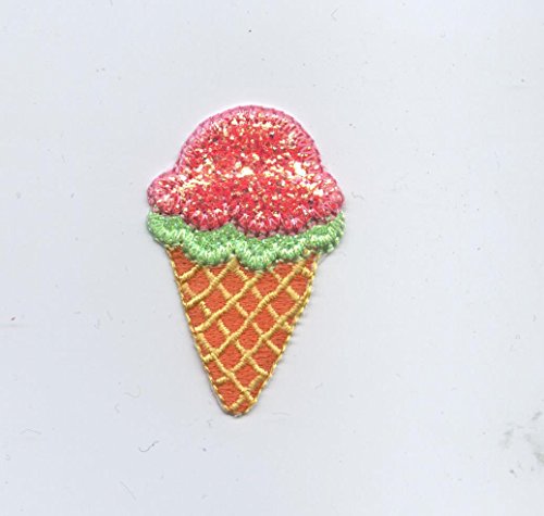 Pink and Lime Green Ice Cream Waffle Cone Iron on Embroidered Patch by Wholesale Applique von Wholesale Applique