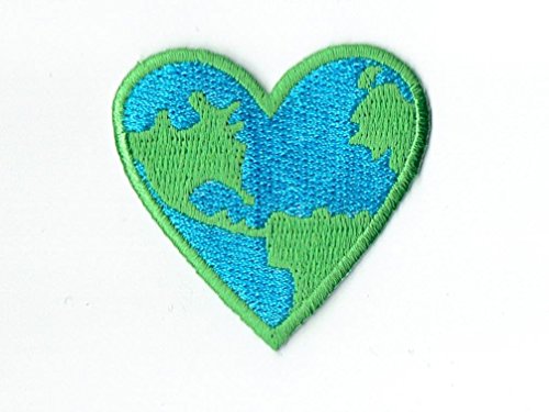 Planet Earth Heart World bestickter Aufnäher zum Aufbügeln für Kleidung von Wholesale Applique