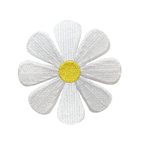 Wholesale Applique Aufnäher zum Aufbügeln, Motiv weiße Gänseblümchen mit gelbem Stempel, 10,2 cm von Wholesale Applique