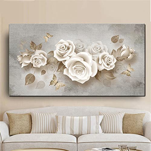 5D Diamant Painting Bilder Blumen Rosen Pflanzen, Diamond Painting Kinder, leinwand Groß, 40x80cm Malen nach Zahlen Erwachsene, Daiments Painting mit Diamond Painting Zubehör, Wohnzimmer Dekoration von Whoonng