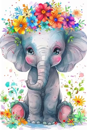 5D Diamond Painting Elefant, Diamont Painting Bilder Blumen Diamond Painting Erwachsene Basteln, Diamond Art Malerei Strass Stickerei Set Zimmer Deko Wohnzimmer, Geschenke für Frauen 100x150cm W2-251 von Whoonng