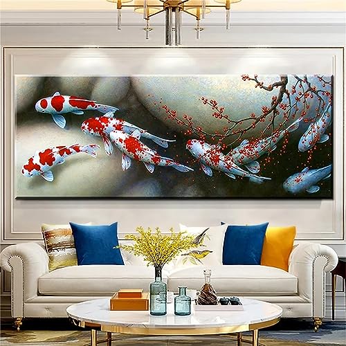 5D Diamond Painting Set für Erwachsene,Diamant Painting Bilder Abstrakter Fisch,DIY Malen nach Zahlen Mosaik Bastelset Kinder Anfänger,mit Diamond Painting Zubehör,für Home Decor 50x100cm WS-706 von Whoonng