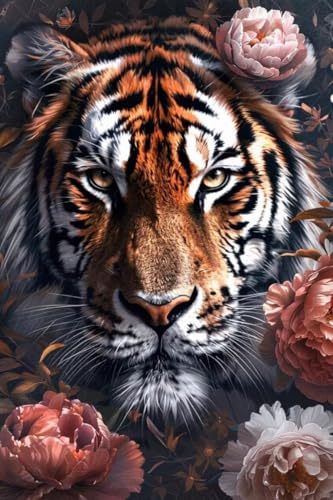 5D Diamond Painting Tiger, Diamont Painting Bilder Blumen Diamond Painting Erwachsene Basteln, Diamond Art Malerei Strass Stickerei Set für Zimmer Deko Wohnzimmer, Geschenke für Frauen 20x30cm W2-201 von Whoonng