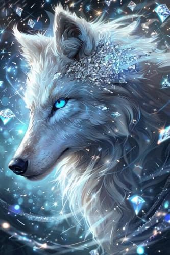 5D Diamond Painting Wolf, Diamont Painting Bilder Tier Diamond Painting Erwachsene Basteln, Diamond Art Malerei Strass Stickerei Set für Zimmer Deko Wohnzimmer, Geschenke für Frauen 100x150cm W2-8 von Whoonng