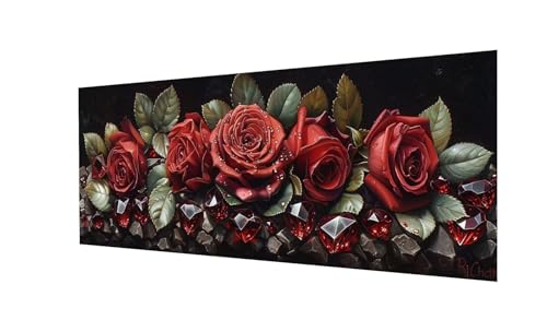 Diamand Painting Rose, 5D DIY Diamond Painting Erwachsene Groß XXL 60x20cm, Diamant Painting Bilder Blätter Diamond-Painting, mit Diamond Painting Zubehör, für Weihnachts Zuhause Deko, Geschenk Ws-420 von Whoonng