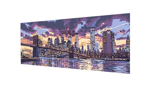 Diamond Painting XXL 120x40cm, Stadt Diamand Painting Erwachsene, DIY 5D Diamond Painting Set Brücke Diamant Painting Bilder Kinder Diamant Malerei, für Halloween Zimmer Deko, Mädchen Geschenke Ws-305 von Whoonng