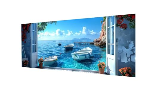 Diamond Painting XXL 180x60cm, Boot Diamand Painting Erwachsene, DIY 5D Diamond Painting Set Ozean Diamant Painting Bilder Kinder Diamant Malerei, für Halloween Zimmer Deko, Mädchen Geschenke Ws-315 von Whoonng