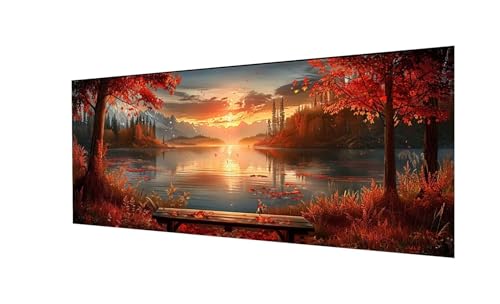 Diamond Painting XXL 240x80cm, Sonnenaufgang Diamand Painting Erwachsene, DIY 5D Diamond Painting Set Herbst Diamant Painting Bilder Kinder Diamant Malerei, für Zimmer Deko, Mädchen Geschenke Ws-51 von Whoonng