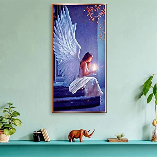 Whoonng Diamond Painting Engel Mädchen, DIY 5D Diamant Painting Bilder Malen nach Zahlen Erwachsene Anfänger, Diamond Painting Zubehör Voll Set, Groß Diamant Malerei, Home Décor Gemälde, 40x80cm von Whoonng