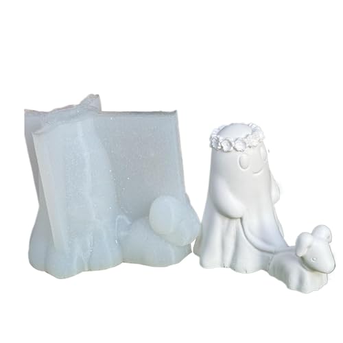 Silikonformen Gießformen Halloween Geister, 3D Halloween Ghost Silikonformen Geist Kerzenformen Zum Gießen, Halloween Silikonform Geist Mit Hunde Für Halloween Deko Tischdeko von Whpsiting