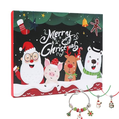 Weihnachts-Adventskalender Schmuck,Schmuck-Adventskalender | Countdown-Kalender Schmuckherstellungsset - Weihnachts-Adventskalender, Weihnachts-Countdown-Kalender, Schmuckherstellungsset für Kinder von Whpsiting