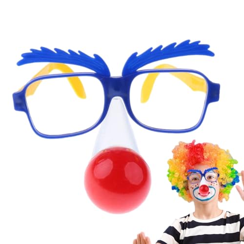 Whrcy Lustige Nasenverkleidungsbrille, Clown-Nasenbrille | Einzigartige Cosplay Fotografie Prop Neuheit Brillen | Unisex-Brille mit gefälschter Clownnase und LED-Nase für Rollenspiele auf der Bühne von Whrcy