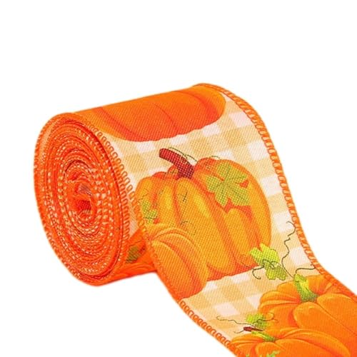 Jutebandrolle, Herbstfarben, Orange, Büffelkaro, 180 cm lang, 6 cm breit (H) von Whychstore