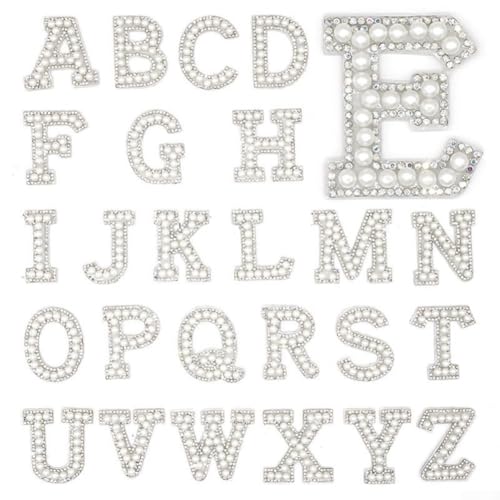 Stilvolle weiße Strass-Alphabet-Aufnäher für Hochzeitsjacken und Partyzubehör (A) von Whychstore