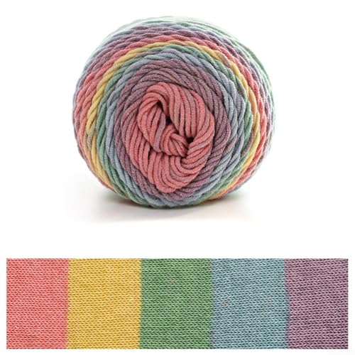 Weich und bequem für Regenbogen-Baumwollgarn zum Handstricken, einzigartiges Segmentfärbe-Design, perfekt für verschiedene Bastelprojekte (A) von Whychstore