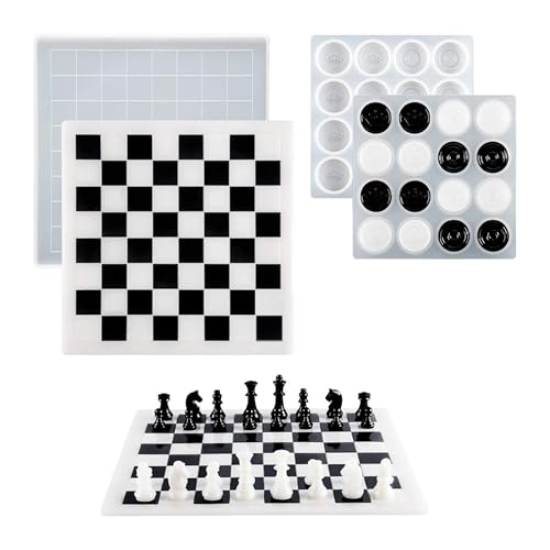 Harzschach -Set -Formen (18pcs), volle Größe 3D -Schach -Silikonformen, große DIY -Silikonformen für Harzschach, lustige Schachformen Epoxidharz, sicheres Silikon -Schach -Harzform -Set, Harzschicht von Whyzsjnclg