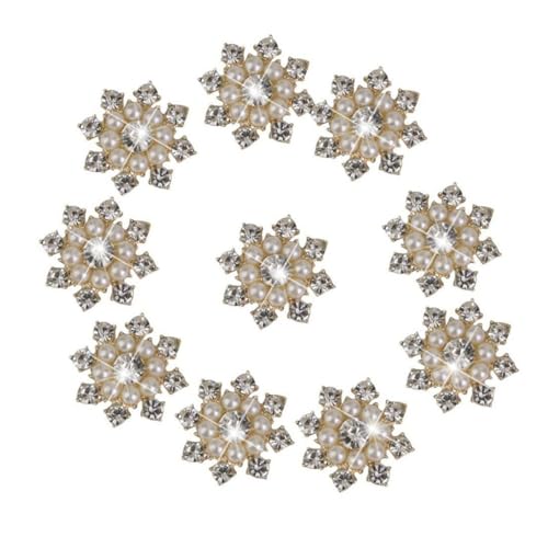 Perle -Strassknöpfe Blume Faux Pearl Verzierungen flache Rückenknöpfe für Hochzeitsfeier 10pcs, Strassknöpfe von Whyzsjnclg