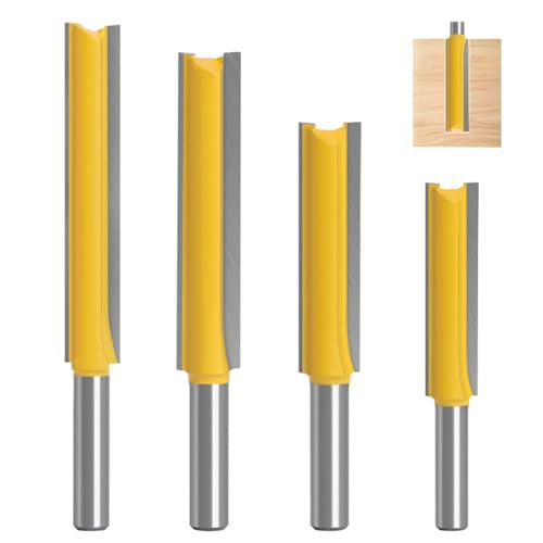 Router -Bits 1/4 Schaft, 4pcs 40, 50, 60, 76 mm Doppelflöte gerade Router -Bits, Hochleistungen für die Holzbearbeitung von Whyzsjnclg