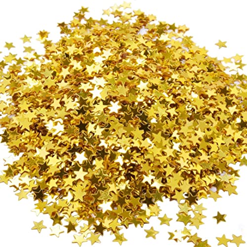 Whyzsjnclg Sterntisch Konfetti Metallic Foil Stars Pailletten für Party Hochzeitsdekorationen, 30 Gramm/ 1 Unze (Gold) Farbpapier von Whyzsjnclg