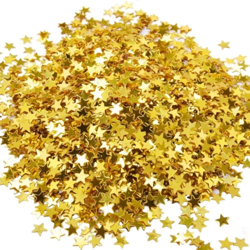 Sterntisch Konfetti Metallic Foil Stars Pine für Party Hochzeitsdekorationen, 30 Gramm/ 1 Unze (golden) farbiges Papier von Whyzsjnclg