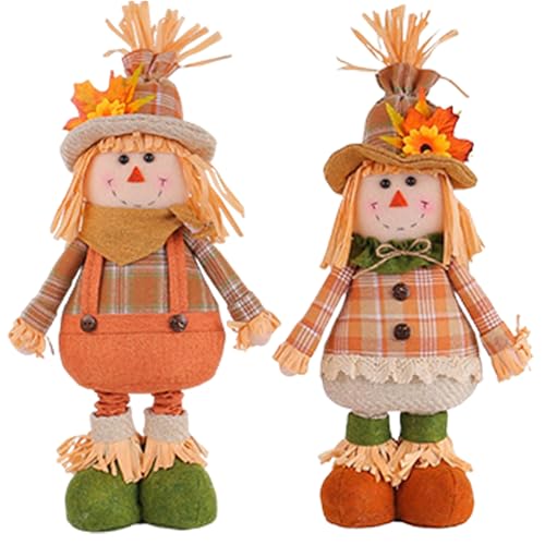 Whyzsjnclg Vogelscheuche, 2pcs Vogelscheuche Puppe mit dehnbarem Bein, die Vogelscheuche mit Kleidung und Hut auf niedliches Vogelscheuchen -Dekor für den, Thanksgiving, Ernte, Vogelscheuche Dekor von Whyzsjnclg