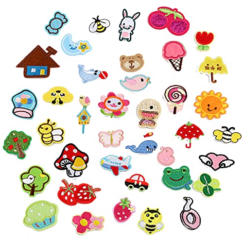 39 Stück Kinder DIY Kleidung Patches, Tiere Cartoon Kleidung Patches, Patches Zum, Tierische Pflanze, Geeignet für Kinder Erwachsene T-Shirt Jeans Wäschehosen von WiDream