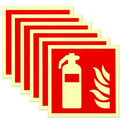 WiDream 6 Stück Schild Feuerlöscher 15 x 15 cm, PVC Nachleuchtend Selbstklebende Brandschutzschild, Feuerlöscher Aufkleber, Brandschutzzeichen Nach ISO, Feuerlöscher Schild Für Haus Büro Baustelle WiDream 6 Stück Schild Feuerlöscher 15 x 15 cm, PVC Nachleuchtend Selbstklebende Brandschutzschild, Feuerlöscher Aufkleber, Brandschutzzeichen Nach ISO, Feuerlöscher Schild Für Haus Büro Baustelle von WiDream