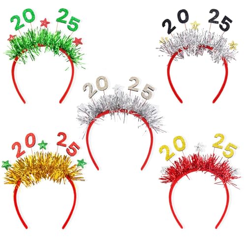 Wiclnyg Feiertags-Stirnbänder,Weihnachts-Stirnband-Set - 5X 2025 Weihnachts-Haarband für Feiertage | Cosplay-Requisiten, Kostüm-Kopfbedeckungen, weihnachtlicher Haarschmuck für Weihnachtsfeiern von Wiclnyg